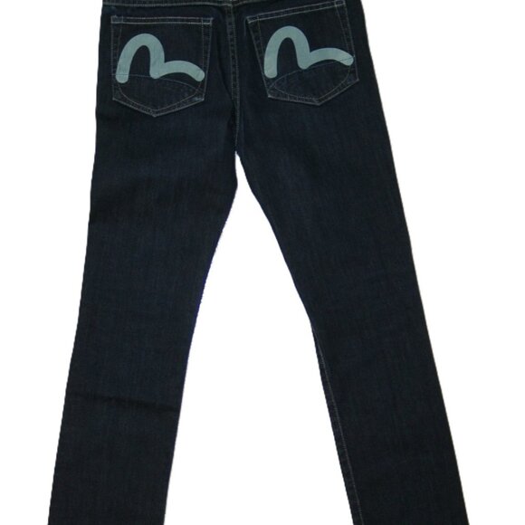 Evisu Puma Jeans Ladies 28 x 30 Dark Denim Straight - Picture 2 of 15